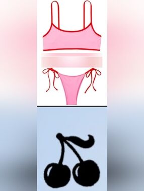 XL XXL PINK By Frankies Bikinis ST Augustine Side Tie Bikini Set Pink Red